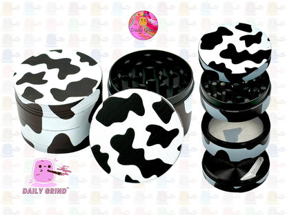 Lovely Cow Print Design - 50mm High Quality 4-Piece Metal Kitchen Herb Grinder Gift Idea