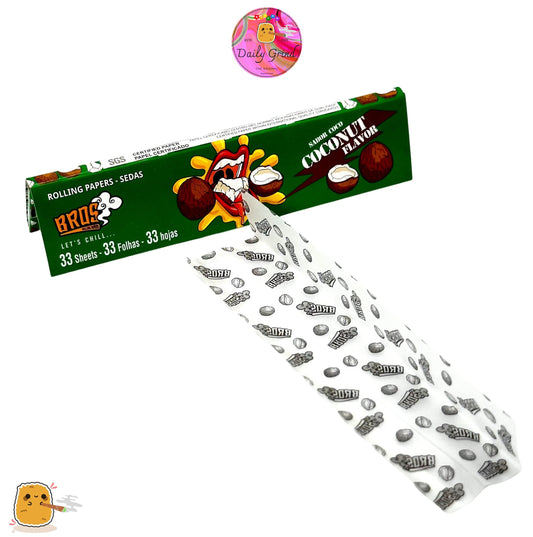 Coconut Flavoured Kingsize Papers - 33 Sheets per pack - High Quality - Super Cute Coconut Design Skins  Gift