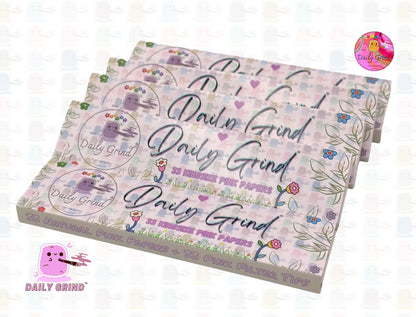 Daily Grind™ Pink Kingsize Rolling Papers with Roach Tips - High Quality, Super Cute! 33 Leaves + Filter Card.  Gift