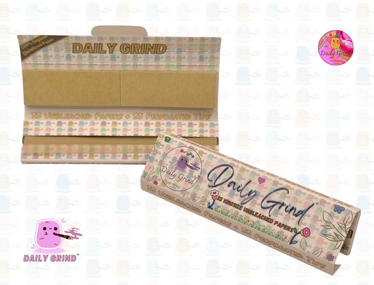 Daily Grind™ Unrefined Raw Kingsize Rolling Papers with Roach Tips - High Quality, Super Cute! 33 Leaves + Filter Card.  Gift