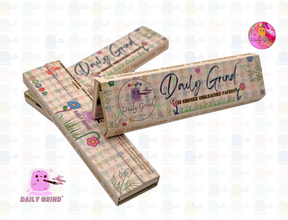 Daily Grind™ Unrefined Raw Kingsize Rolling Papers with Roach Tips - High Quality, Super Cute! 33 Leaves + Filter Card.  Gift