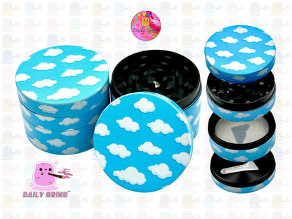 Cartoon Clouds Sunny Anime Blue Sky - 50mm 4-Piece High Quality Custom Metal Kitchen Herb Grinder Gift Idea