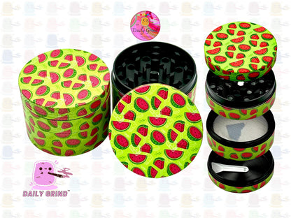 Cute Fruit Candy Watermelon Cartoon Design - 50mm 4-Piece High Quality Metal Kitchen Herb Grinder Gift Idea