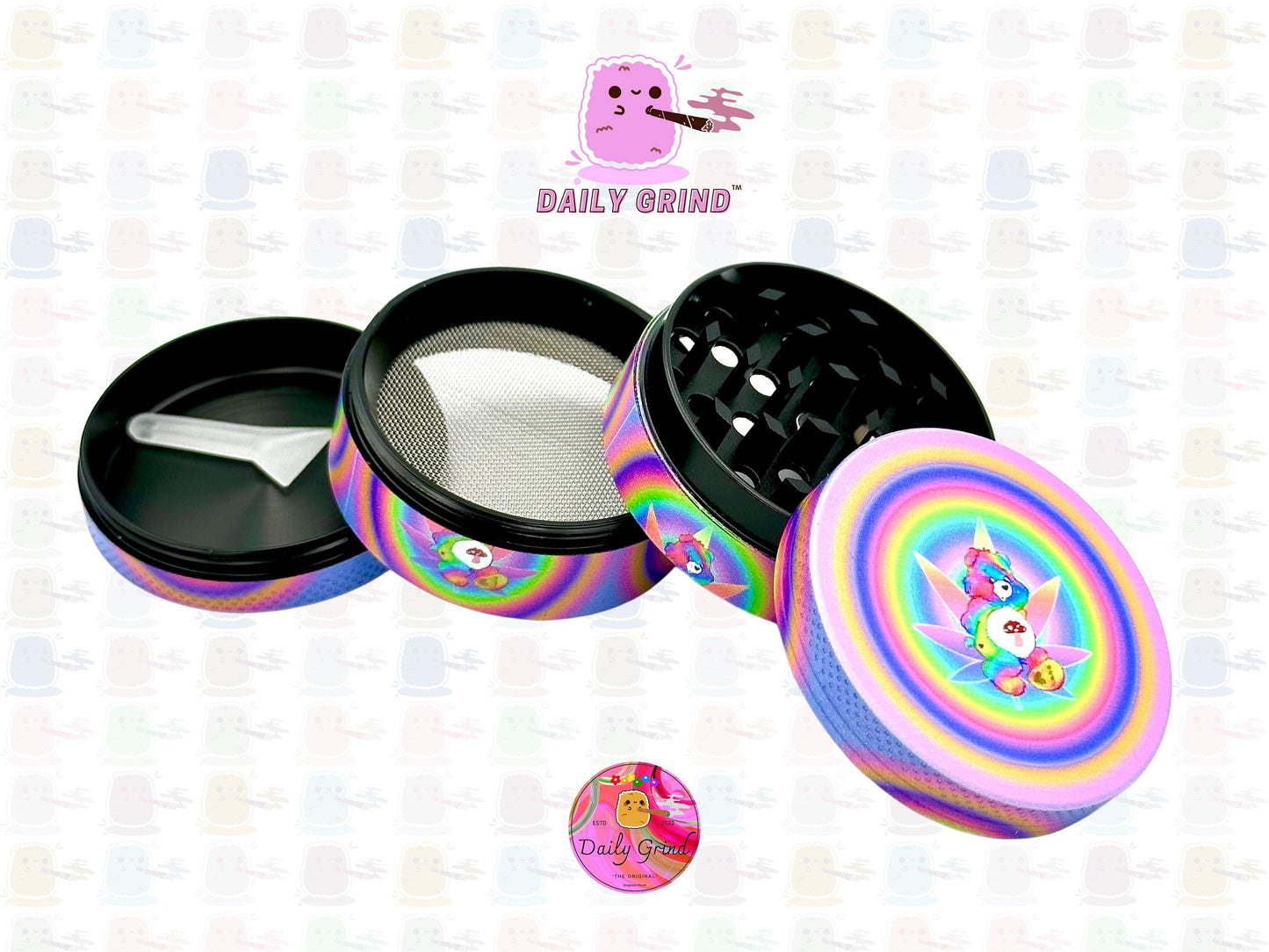 Colourful Bear Cute Psychedelic - 50mm 4-Piece High Quality Metal Kitchen Herb Grinder Gift Idea