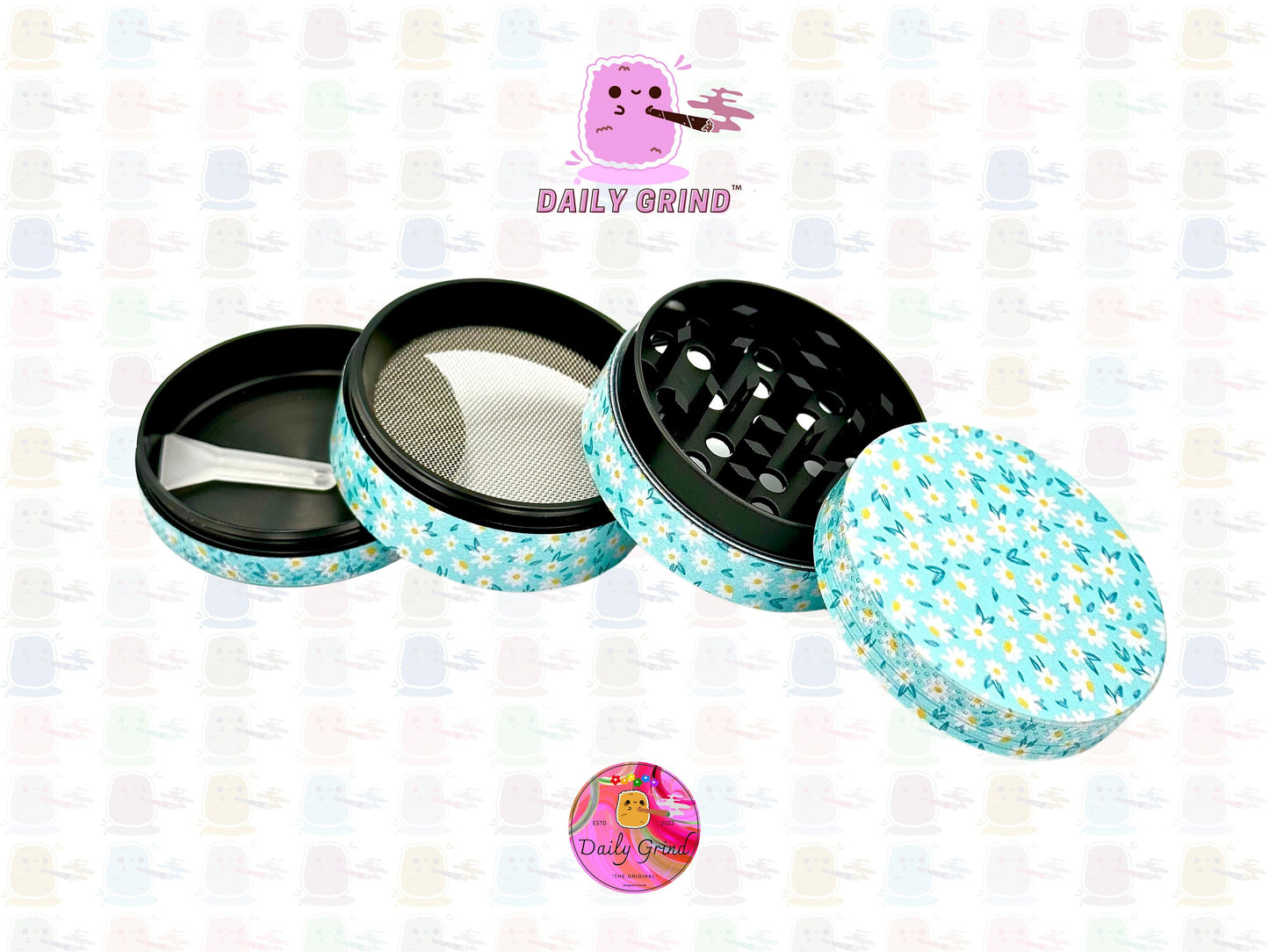 Daisy Flowers Design Cute Girls - 50mm 4-Piece High Quality Custom Metal Kitchen Herb Grinder Gift Idea