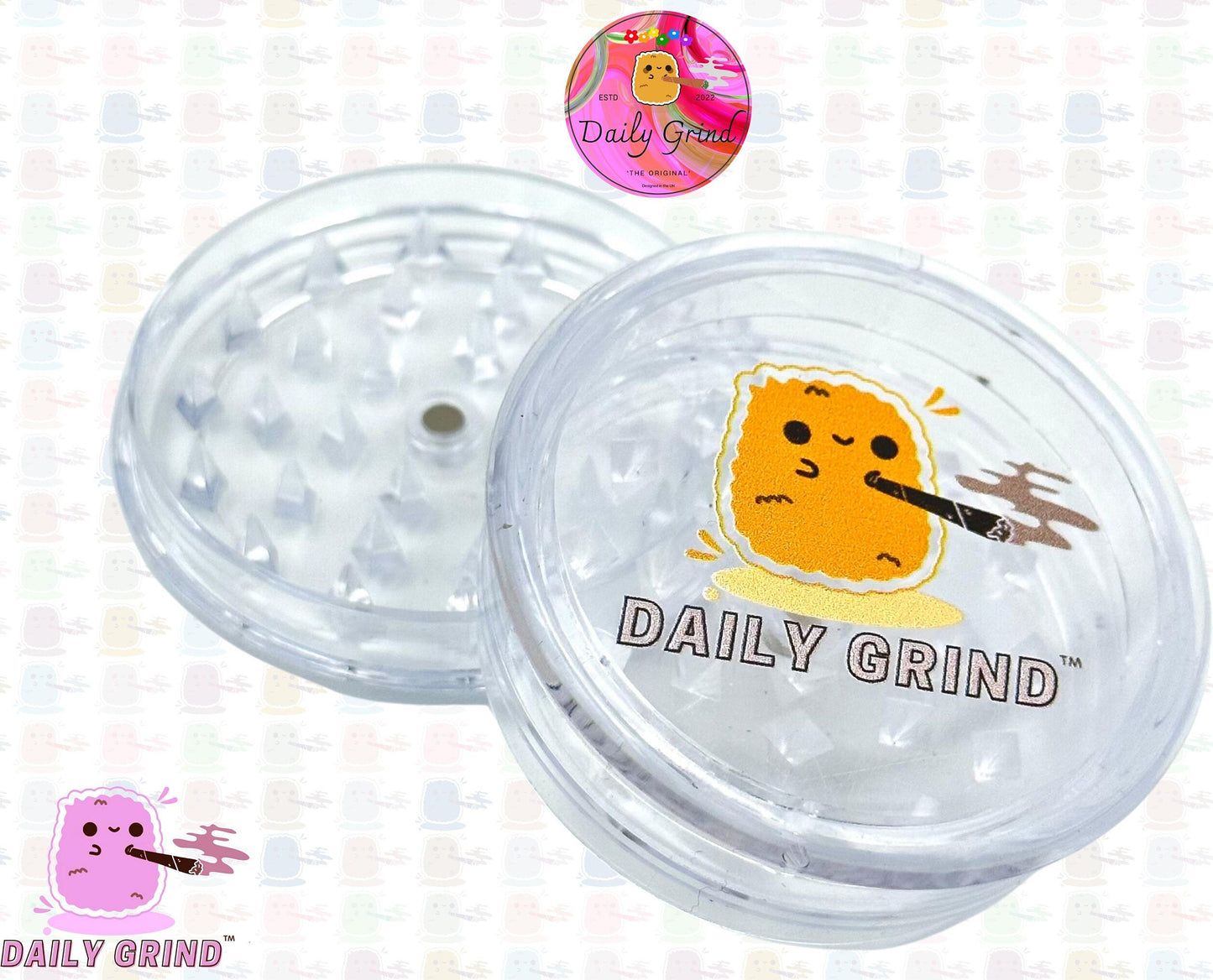 Daily Grind Colourful Crystal Plastic High Quality 3 Piece Herb Grinder Cute Mascot  Gift