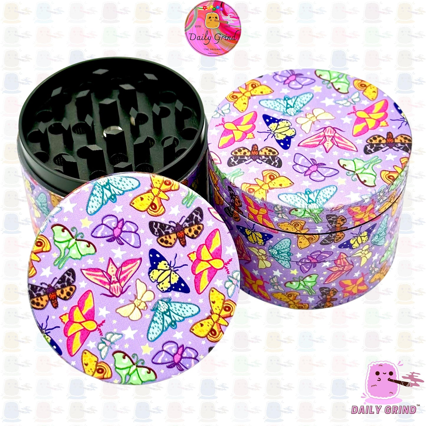 Colourful Butterflies Pink Cute Girls Design Kawaii Cartoon - 50mm 4-Piece High Quality Custom Metal Kitchen Herb Grinder Gift Idea