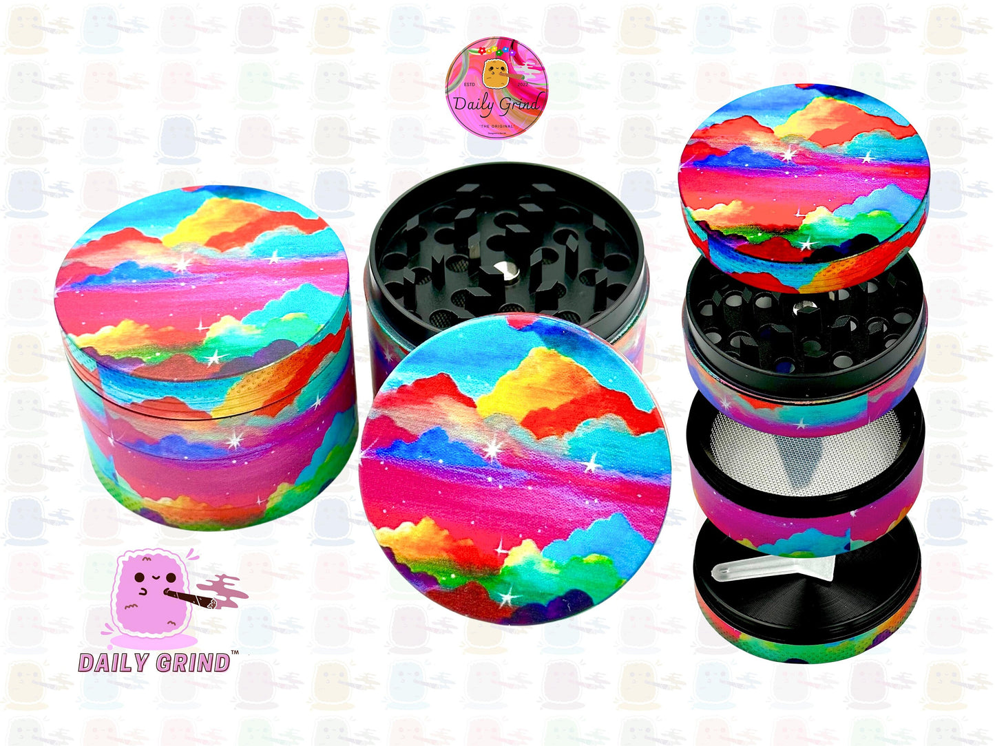 Colourful Clouds Beautiful Art - 50mm 4-Piece High Quality Custom Metal Kitchen Herb Grinder Gift Idea