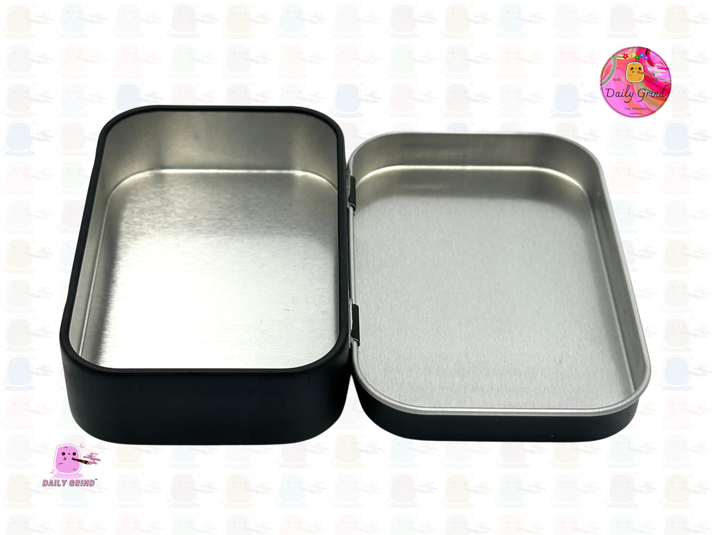 UFO Crazy Colourful Alien Abduction Cartoon 1oz Black / Crystal / Jewellery / Coins / Bits & Pieces / Hide / Money / Make-Up 1oz Black Hinge Lid Tin Box Gift - 9.5 x 6.2 x 2 cm - Cute Funny Metal Organiser Gift Idea