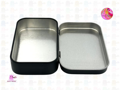 UFO Crazy Colourful Alien Abduction Cartoon 1oz Black / Crystal / Jewellery / Coins / Bits & Pieces / Hide / Money / Make-Up 1oz Black Hinge Lid Tin Box Gift - 9.5 x 6.2 x 2 cm - Cute Funny Metal Organiser Gift Idea