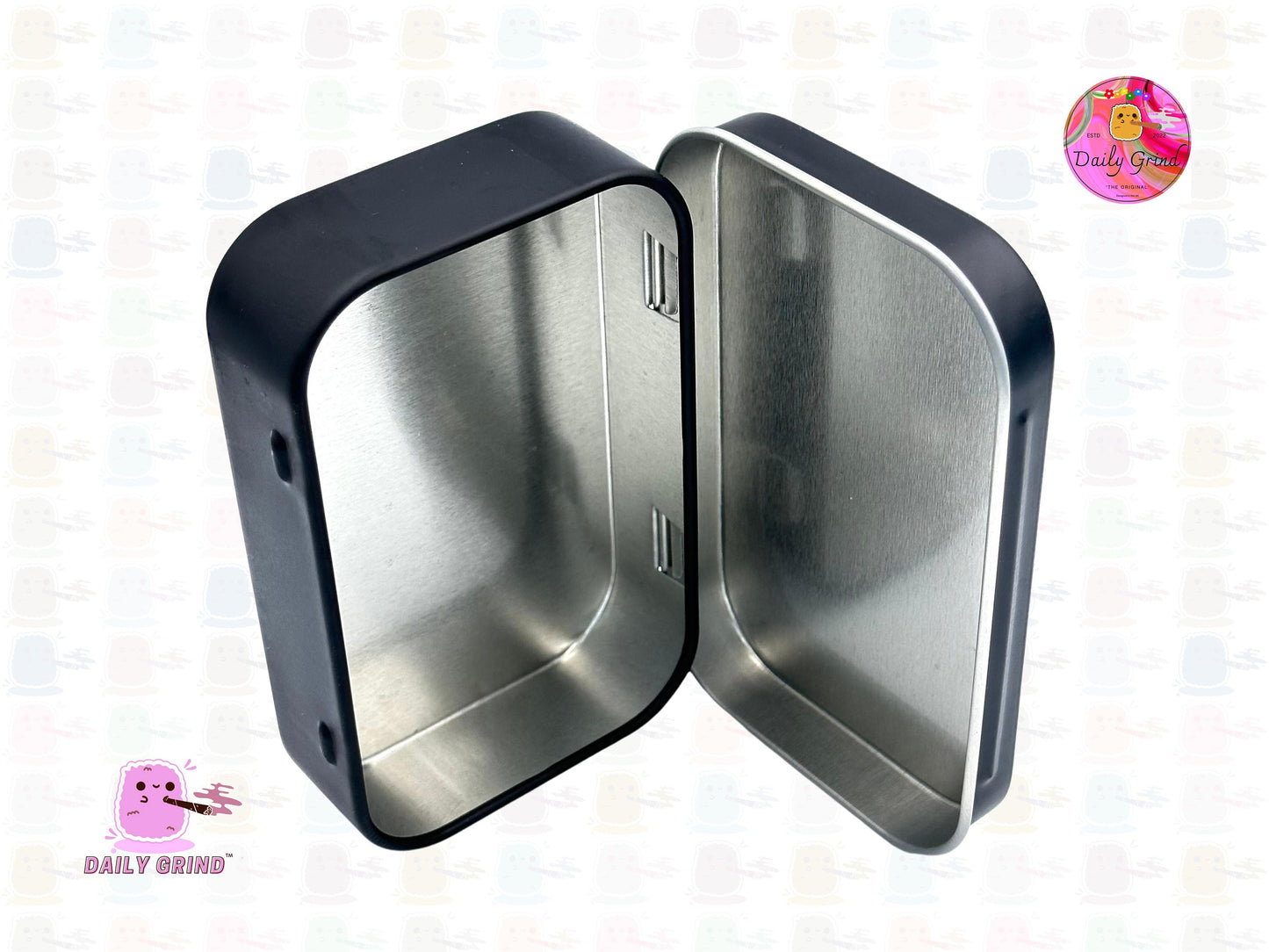 Espíritu Mano Protección Espiritual Diseño Hippy 2oz Negro Tabaco / Píldora / Baccy / Stash Monedas Cristales Joyería Bisagra Tapa Lata Regalo