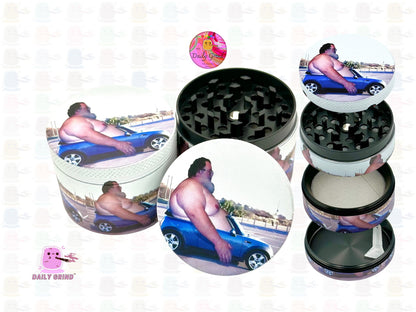 Dad Bod in a Drop Top Mini 50mm 4-Piece High Quality Custom Metal Kitchen Herb Grinder Gift Idea