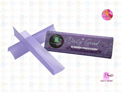 Daily Grind™ Purple Kingsize Rolling Papers with Roach Tips - High Quality, Super Cute! 33 Leaves + Filter Card.