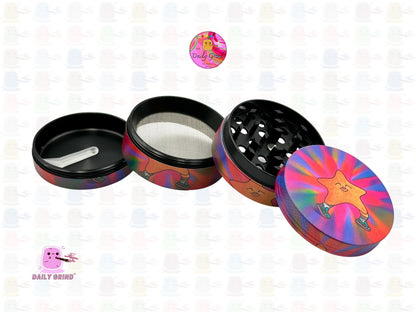 Happy Star Cute Colourful Tie Dye 50mm 4-Piece High Quality Custom Metal Kitchen Herb Grinder Gift Idea