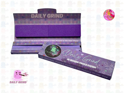 Daily Grind™ Purple Kingsize Rolling Papers with Roach Tips - High Quality, Super Cute! 33 Leaves + Filter Card.