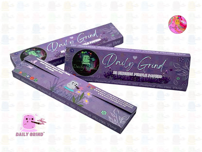 Daily Grind™ Purple Kingsize Rolling Papers with Roach Tips - High Quality, Super Cute! 33 Leaves + Filter Card.